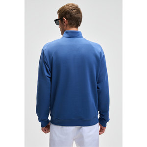Sudadera de Manga Larga con Cuello Alto y Media Cremallera para Hombre, Corte Relajado, Color Gris Melange, Marca Nestor - Product Image 4