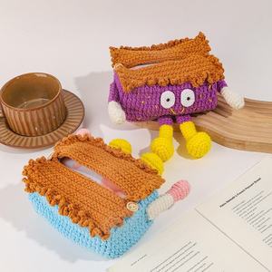 Caja de pañuelos de ganchillo con monstruo de ojos grandes, decoración de almacenamiento de felpa linda y divertida para bodas/cumpleaños y el hogar - Product Image 2