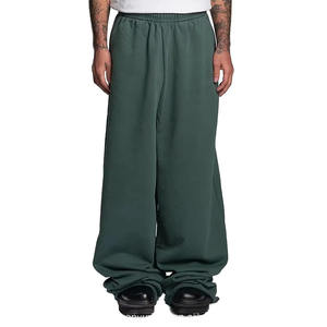 Pantalones de chándal holgados unisex, pantalones de Jogger de pierna ancha acampanados de algodón pesado respetuosos con el medio ambiente, ropa de calle impresa Digital con logotipo personalizado OEM - Product Image 1