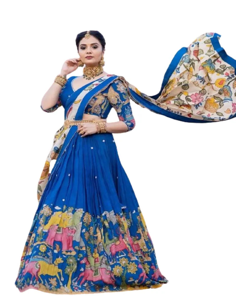 Permintaan tinggi untuk pakaian pernikahan dan pesta wanita Lehanga Choli tersedia dengan harga grosir dari eksportir India koleksi lehenga