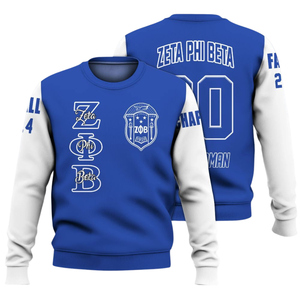 Sudadera con Cuello Redondo Azul Griego de la Hermandad Zeta Phi Beta 1920, Ropa Bordada para Mujer - Product Image 3