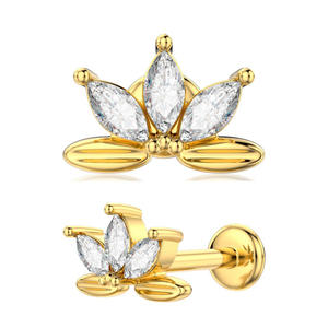 Vente en gros 316 acier inoxydable hypoallergénique dos plat <span class=keywords><strong>Labret</strong></span> 16G or PVD bijoux de corps sans ternissement femmes nez Stud oreille <span class=keywords><strong>Piercing</strong></span> - Product Image 2