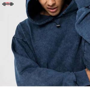 Último diseño de alta calidad de color sólido lavado ácido con capucha 100% algodón chándales ropa deportiva Jogging conjunto de dos piezas Casual para hombre - Product Image 3