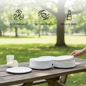 Assiettes jetables écologiques cannelées de 18 cm pour la restauration et les fêtes, logo personnalisé, marque privée, biodégradables, vente en gros - Product Image 2