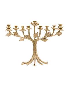 Menorah en laiton de luxe pour la maison - Décoration juive artisanale écologique pour Noël et Pâques - Product Image 2