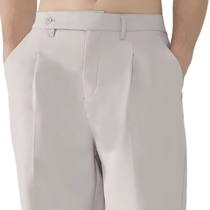 Pantalon habillé décontracté pour homme, style vintage, plissé, ample, à jambes larges, style old money, directement de l'usine - Product Image 1