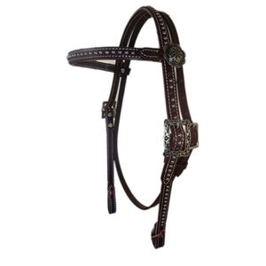 Bridas de caballo de cuero genuino de estilo occidental personalizadas Equine Tack Racing Riding con adornos Sier Concho - Product Image 3
