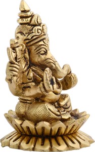 รูปปั้น Kamal ganesh รูปปั้นทองคำขัดเงาพร้อมลายพิมพ์หลุมศพสำหรับบ้านและสำนักงาน - Product Image 2