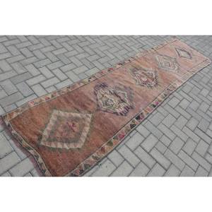 พรมหญ้าทะเล10.6ft สีน้ำตาลสไตล์วินเทจผ้าขนสัตว์ตุรกีขนาด2.7 X สำหรับห้องนั่งเล่นบ้านการเย็บปะติดปะต่อกันด้วยน้ำยางดีไซน์ตรอกสี่เหลี่ยมผืนผ้า - Product Image 2