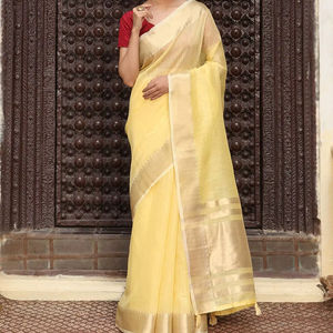 Sari de Tela de Algodón con Blusa Doble, Estilo Tradicional, para Todas las Temporadas, Bodas y Ocasiones, 5.5 Metros de Sari, 0.8 Metros de Blusa - Product Image 2