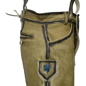 Pantalones cortos alemanes de Oktoberfest tradicionales Lederhosen bávaros ecológicos sólidos para hombre de último estilo Ciervo - Product Image 4