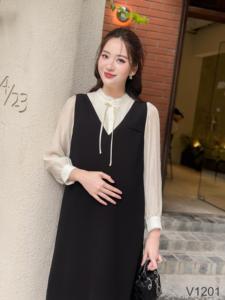 Custom Designed Minimalist <b>Maternity</b> Dress High Elasticity Breathable Wool V1201 Good Absorbency for Pregnant Women ODM <b>Supply</b> - Product Image 3
