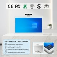Nuevo diseño de monitor LCD táctil de 15.6 pulgadas, PC todo en uno con cámara para autoservicio en comercios.