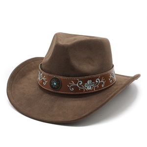 Sombrero Vaquero Occidental de Gamuza Personalizado Unisex, Nuevo, al por Mayor, con Cinta Moderna para Fiestas al Aire Libre, Adultos y Parejas - Product Image 1