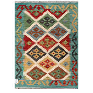 Alfombra Kilim de Maimana, Afganistán, 113 x 82 cm, Tapiz para Colgar en la Pared - Product Image 1