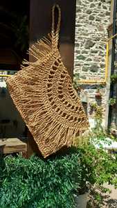 Sac à main en crochet de plage orange fait main sac en raphia bohème pour femmes sac d'été en papier fait à la main - Product Image 4