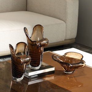 <span class=keywords><strong>Vase</strong></span> à fleurs en <span class=keywords><strong>verre</strong></span> brun cristal Art déco moderne nordique Fait à la main <span class=keywords><strong>Vase</strong></span> de table Décoration de la maison - Product Image 3