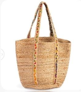 Sac à main moderne et élégant en jute et chindi tressé, écologique, avec bandoulière - Product Image 3