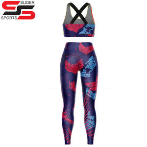 Conception personnalisée sublimation imprimé vêtements de yoga mode femmes dames Fitness Sport Gym porter soutien-gorge et pantalon ensemble leggings - Product Image 2