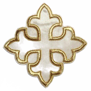 gold metallic thread embroidered hieratical cross applique for liturgical vestment - Product Image 2