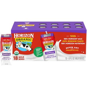 Horizon Organic <b>Shelf</b> Stable 1% Lowfat Vanilla Milk <b>Boxes</b>, Pack of 18 - Product Image 1