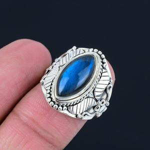 Bijoux en argent faits à la main pierre précieuse Labradorite bague en argent Sterling 925 Spinner bague pierre femmes Labradorite bague de promesse - Product Image 3