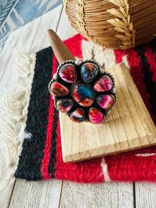 Southwest Handmade Multi-Stone and <b>Sterling</b> <b>Silver</b> <b>Adjustable</b> Cluster <b>Ring</b> - Product Image 3