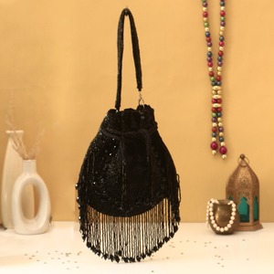 Bolso de Mano de Noche de Media Luna, Informal, Ecológico, Impermeable, con Cuentas de Perlas de Cristal Doradas de Resina, para Mujer, para Bodas y Fiestas - Product Image 1