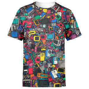 Hip Hop Graffiti Street Hombres Camiseta 3D Print Cool Graphic Crew Neck Camiseta de manga corta - Product Image 4