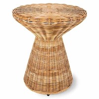 Table de chevet à café Table ronde d'appoint en rotin naturel fait à la main prix spécial marocain