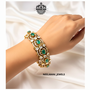 Green Emerald Stone <b>Bracelet</b> Elegant Moissanite <b>Bangles</b> for Women - Product Image 2