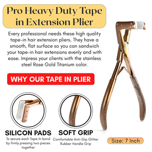 Top Rated Tape-In <b>Hair</b> Extension Plier Silicone <b>Padded</b> Smooth Bonding <b>Hair</b> Plier Dual Spring Mechanism Pliers Stainless Steel - Product Image 6