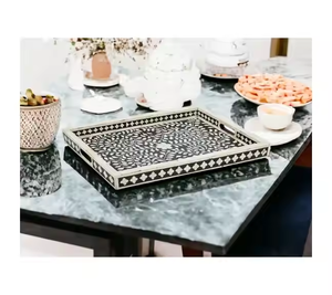 Plateau d'incrustation en os adapté au décor de la cuisine et au stockage Plateau de service en nacre pour hôtel et restaurant à domicile - Product Image 3