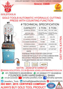 GOLD TOOL Presse hydraulique automatique de découpe de métaux pour la bijouterie presse de découpe - Product Image 2