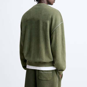 ชุดวอร์มผ้าฝ้ายสีเขียวเข้มแบบสวมหัวสำหรับผู้ชายชุดวอร์มผ้าฝ้ายสีเขียวเข้มแบบสวมทับได้สำหรับฤดูใบไม้ผลิฤดูใบไม้ร่วง - Product Image 4