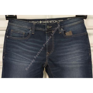 Pantalon en denim délavé à boutons pour homme, taille moyenne, jambe droite, mode décontractée pour printemps, été, automne, hiver - Product Image 3