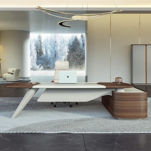 GOOD Extendable Wooden Office <b>Desk</b> Simple Design Easy Assembly for Chairman Manager Office Executive Computer <b>Table</b> Furniture - Product Image 1