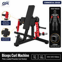 Máquina de curl de bíceps con carga de placas de alta resistencia y reposabrazos ajustables para entrenamiento de fuerza en gimnasios comerciales