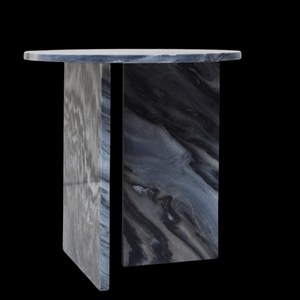 Table d'appoint ronde moderne en marbre noir avec base en croix Table d'appoint élégante pour salon chambre bureau ou contemporain - Product Image 4