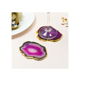 New 2024 Design Tableware Accessories <b>Agate</b> <b>Coaster</b> With Gold Electroplated <b>Agate</b> Slice at Wholesale Price With Premium Quality - Product Image 3