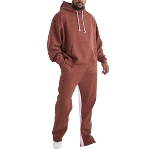Nouvel arrivage de gros Sweat-shirt à capuche et pantalon de survêtement évasé avec logo personnalisé imprimé taille épaule tombante Ensemble survêtements à capuche et pantalon de survêtement - Product Image 2