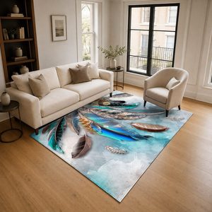 Tapis de salon en chenille antidérapant, motif neutre multicolore imprimé numériquement, lavable en machine, vente en gros - RUGS DEPOT LXDP-0540 - Product Image 2