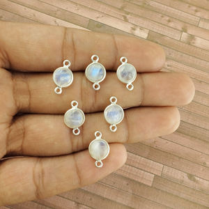 Conector de bisel de piedras preciosas, piedra lunar de arcoíris, Gema chapada en plata, bisel de Plata de Ley 925 - Product Image 6