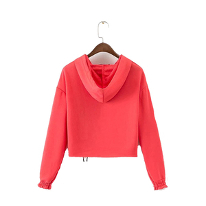 Sweats à capuche de luxe au design unique pour femmes Vente en gros en vrac Top court en coton blanc imprimé Sweats à capuche pour femmes - Product Image 3