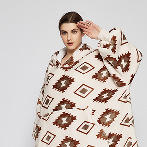 Sudadera con Capucha Tipo Manta para Invierno, Cálida, para Exteriores, con Bolsillos, Tejida, Forrada, Lisa, al por Mayor - Product Image 2