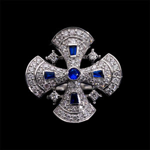 แหวนไขว้ประดับอัญมณีสีทองสไตล์วินเทจสีทอง14K ประดับเพชรธรรมชาติ0.82CTW และทับทิมทรงเจ้าหญิง - Product Image 1