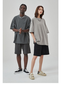 Vente en gros de t-shirt Oem 100% coton surdimensionné pour hommes t-shirt Dtg avec logo t-shirt lourd lavé à l'acide vintage personnalisé à ourlet brut - Product Image 2