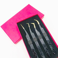 Pince à épiler pour extensions de cils en acier inoxydable de haute qualité, avec poignée diamantée, volume, étiquette privée, vente en gros, pince à épiler noire et argentée