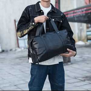 Modèle personnalisé week-end d'affaires en plein air hommes femmes 2 tons luxe en cuir véritable voyage sacs de voyage - Product Image 6