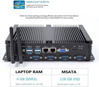 Ordenador de sobremesa Industrial sin ventilador, Mini PC potente Core i5 3317U 1037U Dual Core CPU 2xNICs 4xUSB 3,0 4xCOM RS232